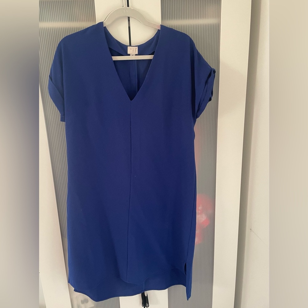 Blue V-Neck Dress